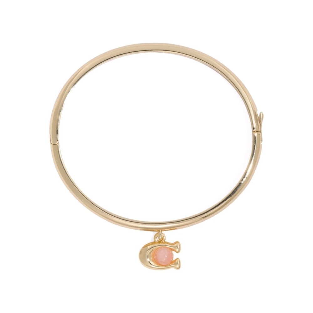 Coach Charm Gold Hinge Bangle Bracelet